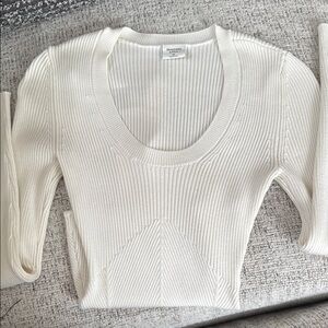 Abercrombie & Fitch Cream Ribbed Women's Sweater bodysuit